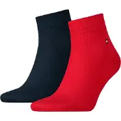 Tommy Hilfiger Kurzsocken "TH MEN QUARTER 2P", Herren, Gr. 39-42, tommy original, Baumwollmischung, normal, Socken Kurzsocken, weicher, elastischer Rippenbund, klassisches Logo