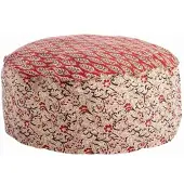 Bizzotto Pouf Lorient aus Baumwolle, klassischer Stil, rot bunt, rund und gepolstert, Bezug abziehbar