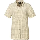 Schöffel Outdoorbluse SCHÖFFEL "CIRC Blouse Style Dalfoss WMN", Damen, Gr. 38, 9040, natur, Oberstoff: 100% Polyester, Basic, V-Ausschnitt, Blusen Outdoorbluse