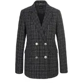 MADELEINE Klassischer Blazer, silberfarbene Knöpfe in schwarz / wollweiß | Gr.: 40