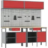 vidaXL Werkbank-Set 8 stk. Rot und Grau Pulverbeschichteter Stahl