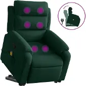vidaXL Relaxsessel mit Aufstehhilfe Dunkelgrün Samt