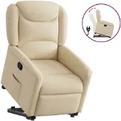 vidaXL Relaxsessel mit Aufstehhilfe Creme Stoff