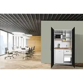Respekta Küche Büroküche Miniküche Singleküche Weiß Schwarz Peter 104 cm, mit Edelstahl-Kochmulde und Mikrowelle