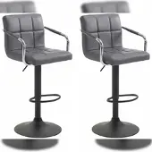 CLP 2er Set Barhocker Lucy V2 höhenverstellbar und drehbar grau Gestell Farbe schwarz