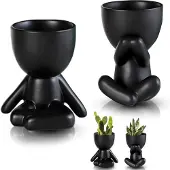 OEM Mini Keramik-Topf-Set - Cactus-Topf - 2 Stücke - Schwarz - Keramik