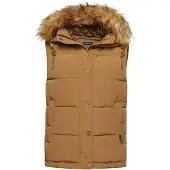 Superdry für Damen. W5011395A Kunstpelzweste Everest beige (M), Lässig, Polyester