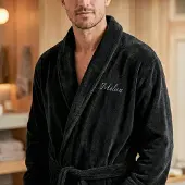 Yoursurprise Bademantel mit Namen - Herren - Schwarz (L/XL)