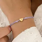 Yoursurprise Personalisiertes Kordelarmband - Lila - Goldenes Herz