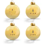 Yoursurprise Weihnachtskugel mit Namen - Gold (4 Stück)