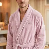 Yoursurprise Bademantel mit Namen - Herren - Pink (L/XL)