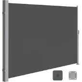 Songmics Seitenmarkise, Sichtschutz, 180 x 300 cm, ausziehbar，Markise, aus 220 g/m² Polyester,Blickdicht, Seitenrollo, für Balkon, Terrasse, Garten, anthrazit GSA180TG