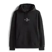 Tommy Hilfiger Hoodie "OUTLINE FLAG SCRIPT HOODIE", Herren, Gr. L, schwarz, Sweatware, Obermaterial: 100% Baumwolle, Rippbündchen, Sweatshirts Hoodie, mit kontrastfarbener Stickerei