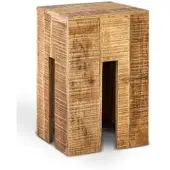 Amagohome Blumensäule Blumen Hocker Beistelltisch quadratisch 28x45x28cm Sitzhocker Mangoholz