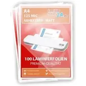 Laminierfolien24 abheftbare Laminierfolien A4, 2 x 125 Mic, matt