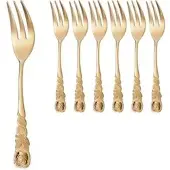 Gräwe Kuchengabeln Rosendekor, gold, Edelstahl 18/0, 13,5 cm, 6 Stück