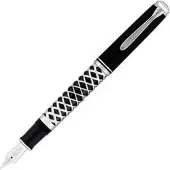 Pelikan Füller Souverän M805 Metal Sleeve, Feder F, schwarz/silber, 18-Karat Goldfeder rhodiniert