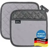 LauterSchutz Topflappen LS104s, Baumwolle, grau, 20 x 20 cm, waschbar, 2 Stück