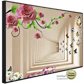 Papermoon Infrarotheizung »EcoHeat - Muster mit Blumen + Schmetterl.«, Matt-Effekt - bunt