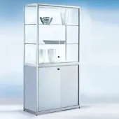 BST Glasschiebetür Vitrine mit Unterschrank