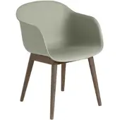 Muuto Fiber Armchair, wood base, dusty green / dunkelbraun gebeizt