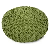 Amagohome Strickhocker XXL Pouf Ø55 H37cm Bodenkissen Sitzpouf Baumwolle nachhaltig : grün