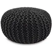 Amagohome Strickhocker XXL Pouf Ø55 H37cm Bodenkissen Sitzpouf Baumwolle nachhaltig : steingrau
