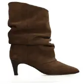 Manfield Braune Veloursleder-Stiefeletten mit Absatz | Größe 41