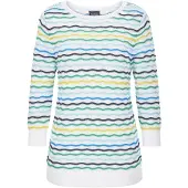 Goldner Rundhalspullover "Kurzgröße Baumwollpullover mit Wellenmuster" modische Wellenoptik