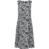 Goldner Elegantes Jerseykleid mit Faltenrock in schwarz / weiß / gemustert | Gr.: 48