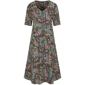 Goldner Viskosekleid mit orientalischem Muster in bunt / gemustert | Gr.: 40