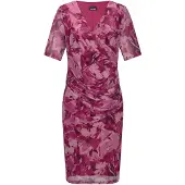 Goldner Wickelkleid mit Blumenmuster in rosé / gemustert | Gr.: 42