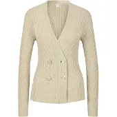 MADELEINE Strickjacke "Strickblazer Edle Strickjacke als Doppelreiher, V-Ausschnitt" Perlmuttknöpfe