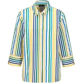 Goldner Hemdbluse "Kurzgröße Blusenshirt mit Streifenmuster" Knopfleiste