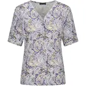 Goldner Viskoseshirt mit Paisley-Muster in flieder / grün / gemustert | Gr.: 48