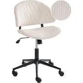 Beliani Bürostuhl Cremeweiß Cord Drehbar Höhenverstellbar Modernes Design Retro Stil Schreibtischstuhl Computerstuhl für Homeoffice Büro Arbeitsplatz