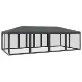 Syfax Partyzelt mit 12 Mesh-Seitenteilen Anthrazit 8x4 m HDPE