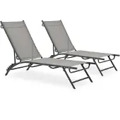 Syfax Sonnenliegen 2 Stk. Textilene und Stahl