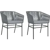 vidaXL Gartenstühle 2 Stk. mit Kissen Grau Poly Rattan