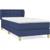 vidaXL Boxspringbett mit Matratze Blau 100x200 cm Stoff