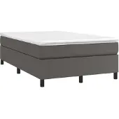 vidaXL Boxspringbett mit Matratze Grau 120x190 cm Kunstleder