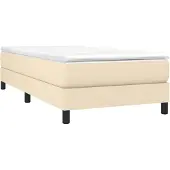 vidaXL Boxspringbett mit Matratze Creme 80x200 cm Stoff