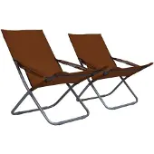 Syfax Klappbare Strandstühle 2 Stk. Stoff Braun