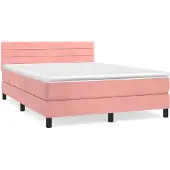 Syfax Boxspringbett mit Matratze Rosa 140x190 cm Samt