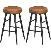Vasagle Echo Collection Barhocker, 2er Set, Barhocker, Küchenstühle, Kunstleder, 63 cm hoch, für Küche, Esszimmer, einfache Montage, karamellbraun