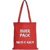 TEXXILLA Baumwolltasche Mehrpack Classic mit zwei langen Henkeln, Rot, rot
