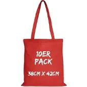TEXXILLA Baumwolltasche Mehrpack Classic mit zwei langen Henkeln, Rot, rot