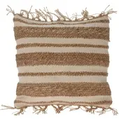 Wellhome - Kissen aus Jute und Baumwolle mit Fransen in Beige, 45x45cm