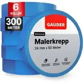Gauder Kreppband 687728, Universal, 24mm x 50m, für Innen, 6 Rollen