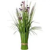 Creativ Green Kunstpflanze Stehgras-Busch, mit lila Blüten, Höhe 48 cm, 2 Stück